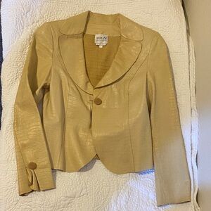 Giorgio Armani Beige Croc-Embossed Blazer